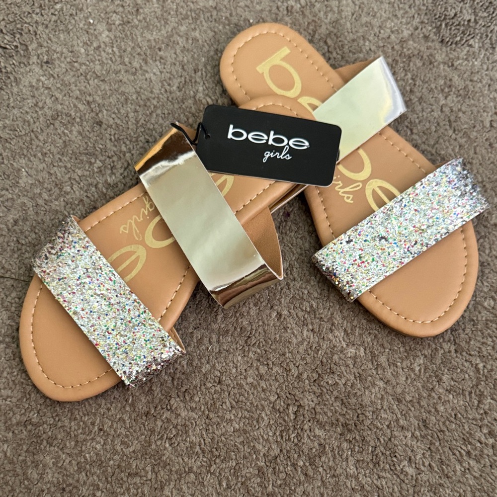 Bebe Girls Silver and Glitter Sandals